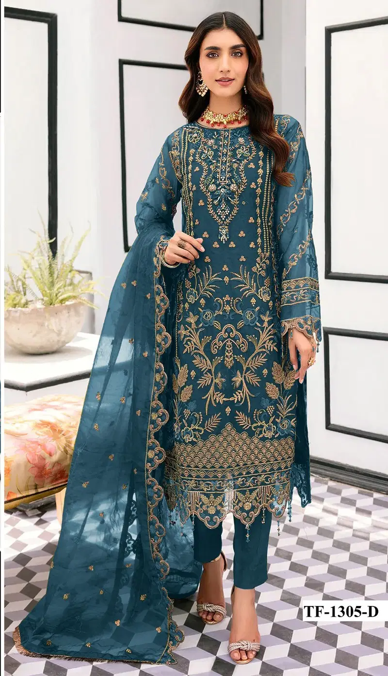  1305 Hit Colors by Shahin Designer Organza Pakistani Suits Collection